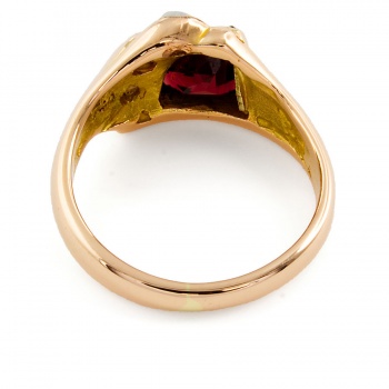 18ct Gold Garnet / Opal Unusual Ring Size K